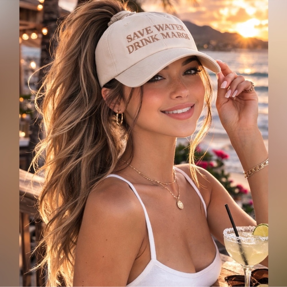 Women's F*CK OFF RESPECTFULLY
& SAVE WATER DRINK MARGS EMBROIDERED BASEBALL CAPS - Picture 4 of 9